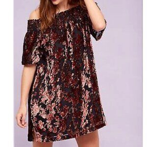 Anthropologie Seen Worn Kept Barrott Velvet Off Shoulder Print Mini Dress 2